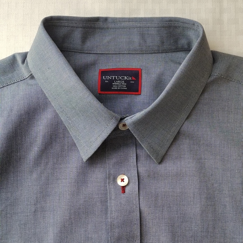 UNTUCKit Wrinkle Free Cotton Button down Shirt Long Sleeve Gray Size Large